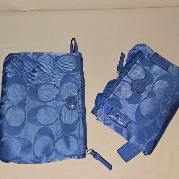 COACH Getaway Large Packable Blue Travel Weekender Tote With Zip Cosmetic Bag - Picture 5 of 15